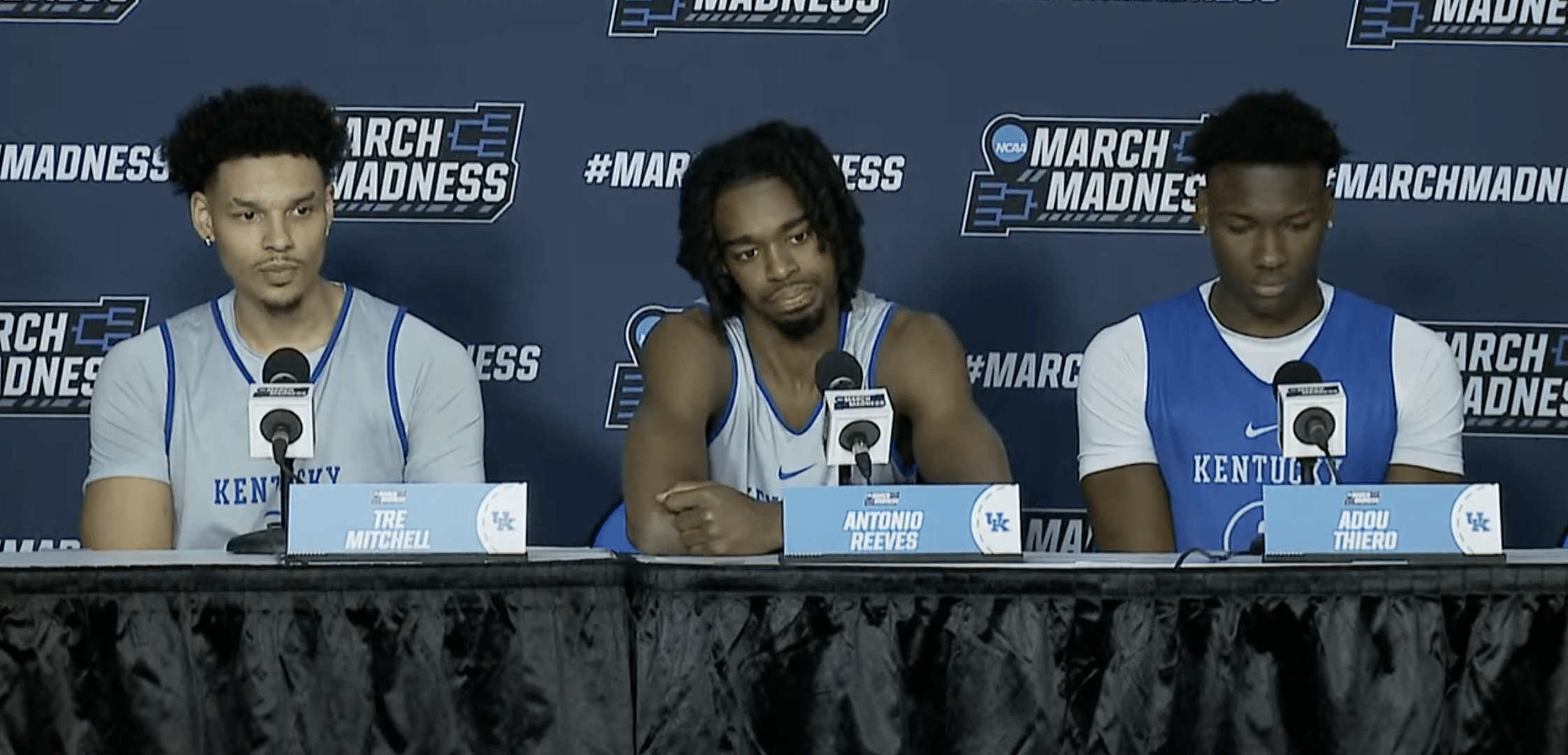 Tre Mitchell, Antonio Reeves and Adou Thiero, Kentucky basketball