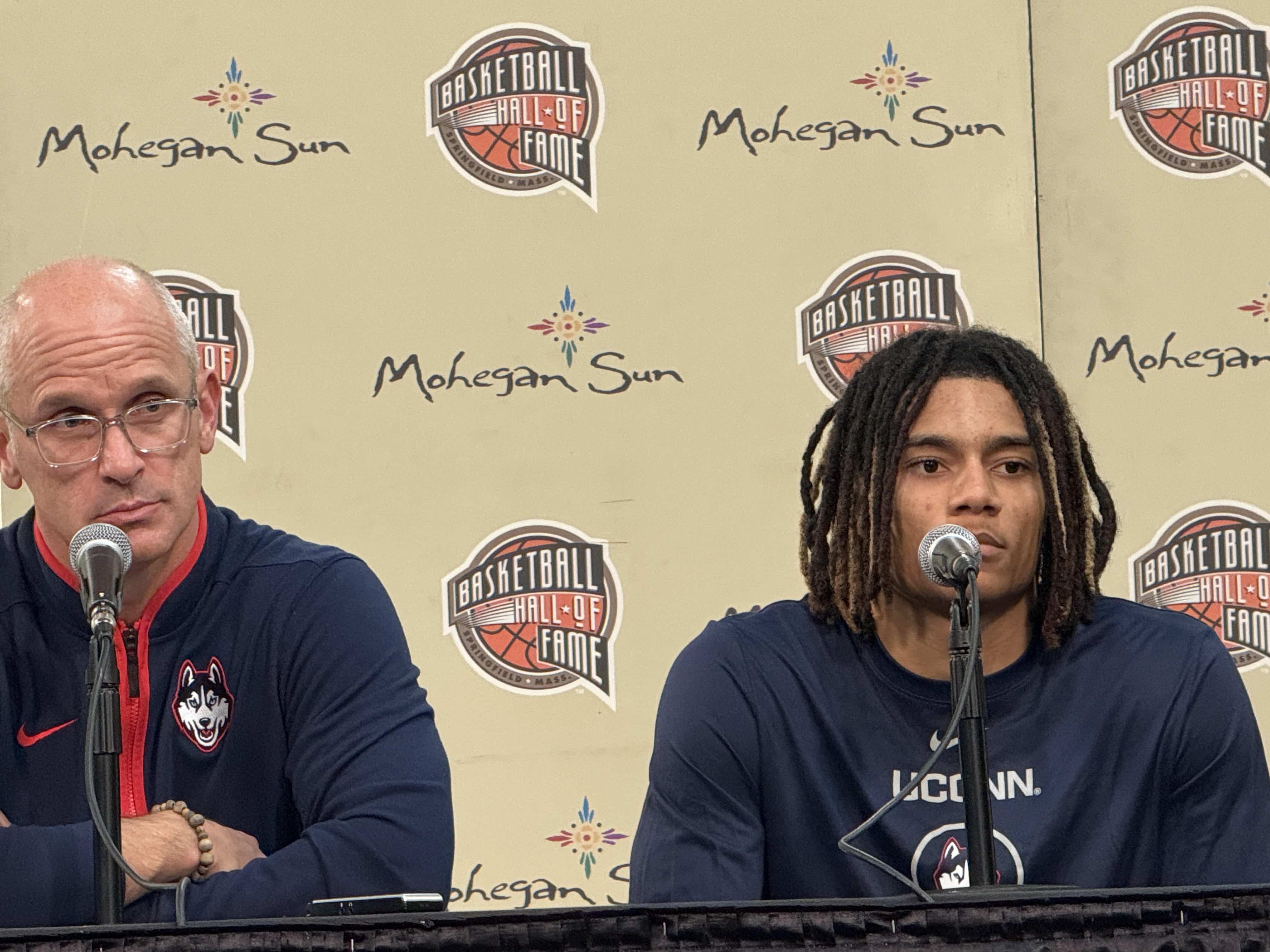 UConn basketball's Dan Hurley and Solo Ball (Photo credit: Chandler Boucher, CBB Review)