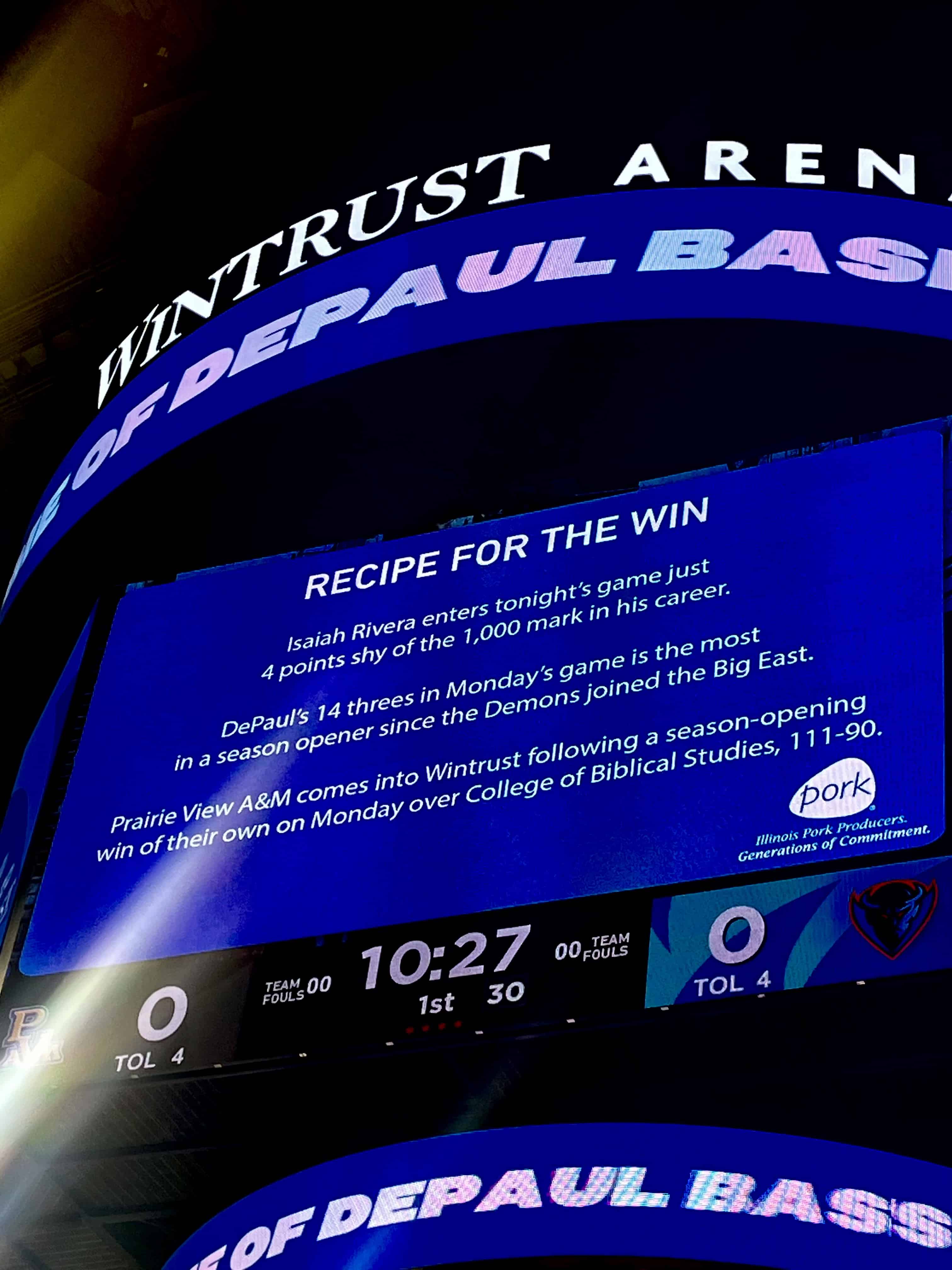 DePaul basketball vs Prairie View Jumbotron