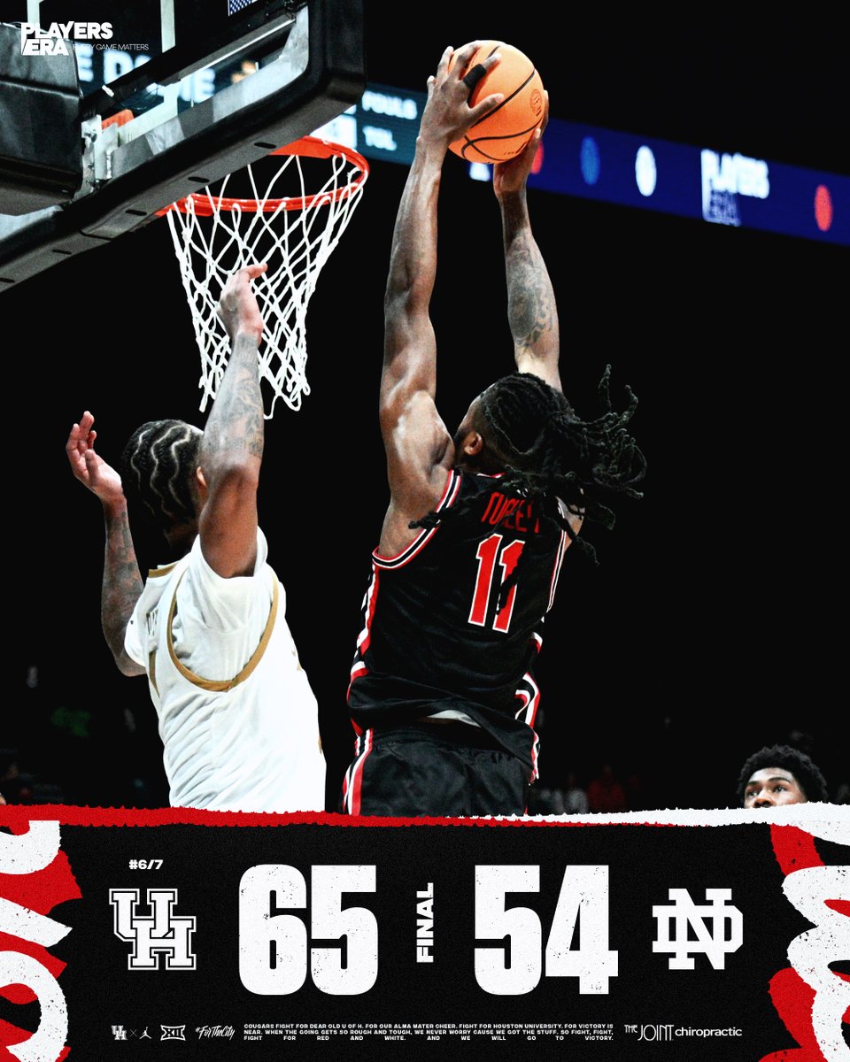 Houston basketball defeats Notre Dame GFX
