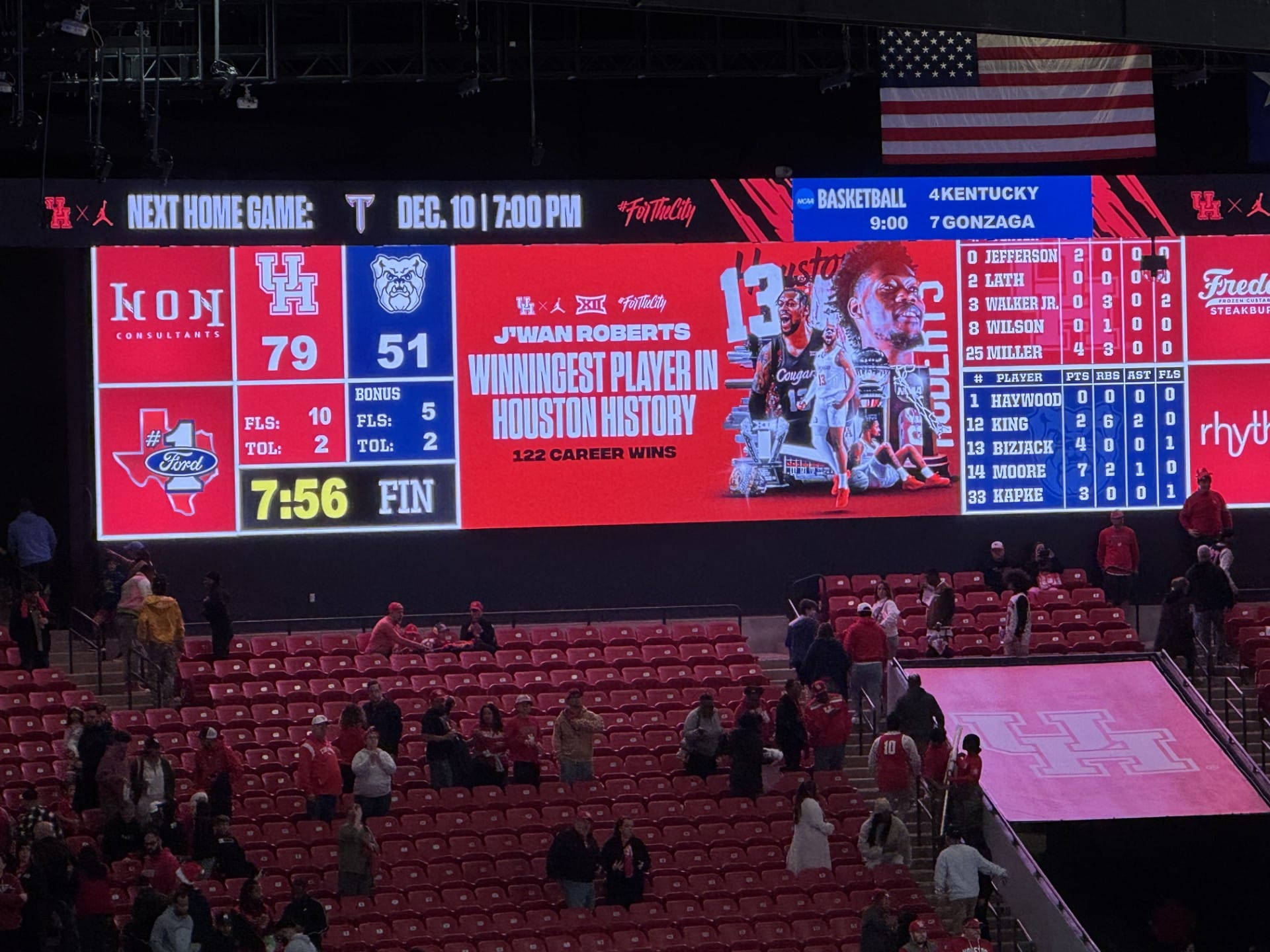 Houston basketball scoreboard vs Butler