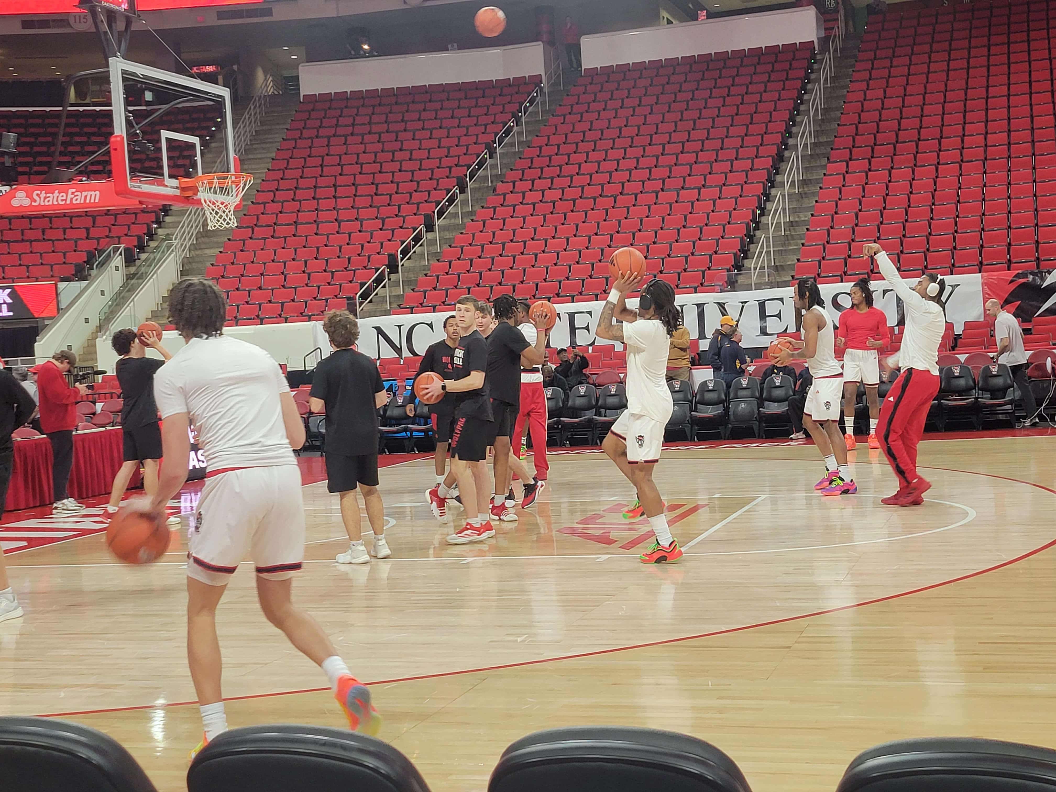 NC State basketball warms up against Cal