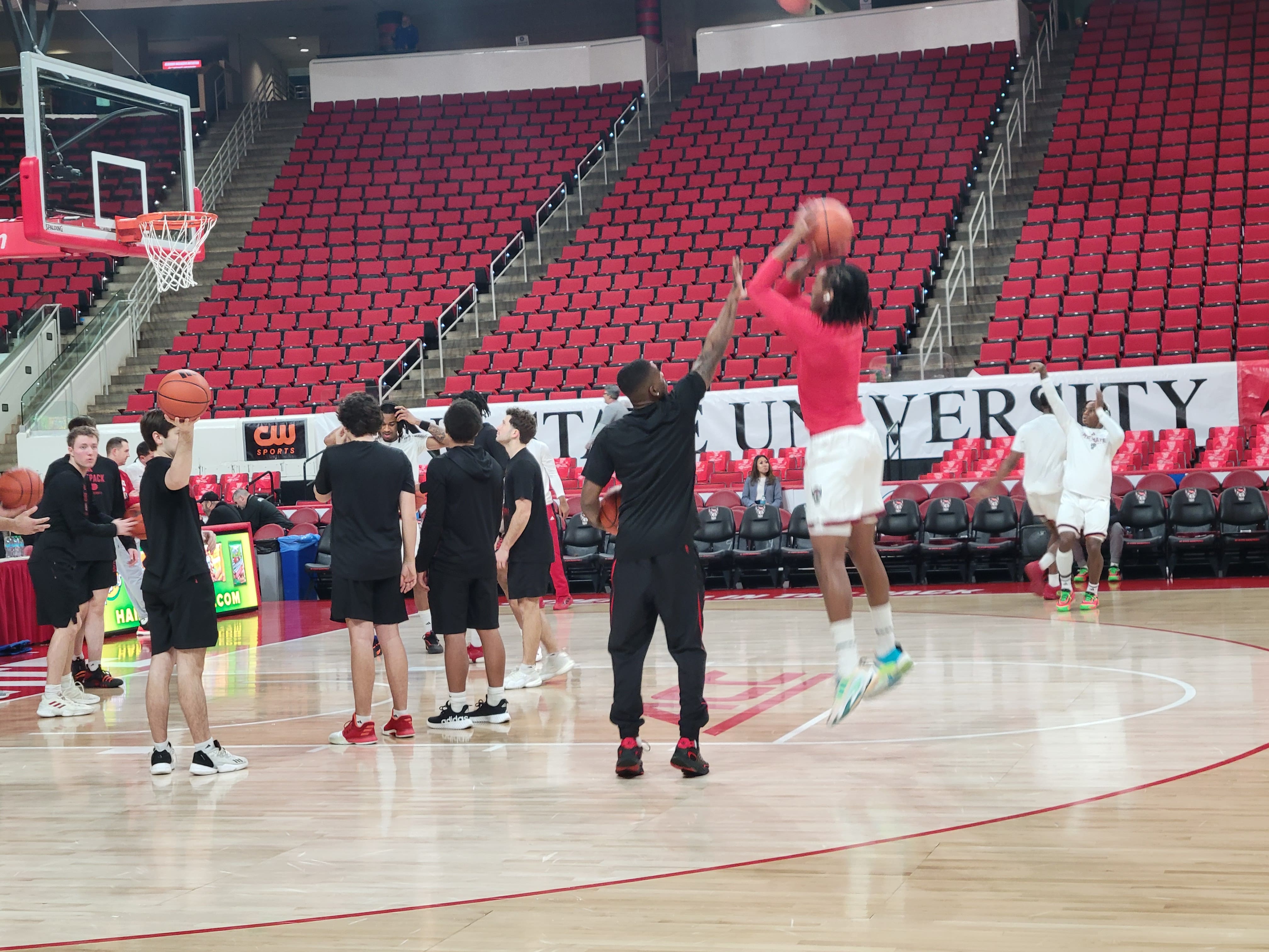 NC State Basketball warming up