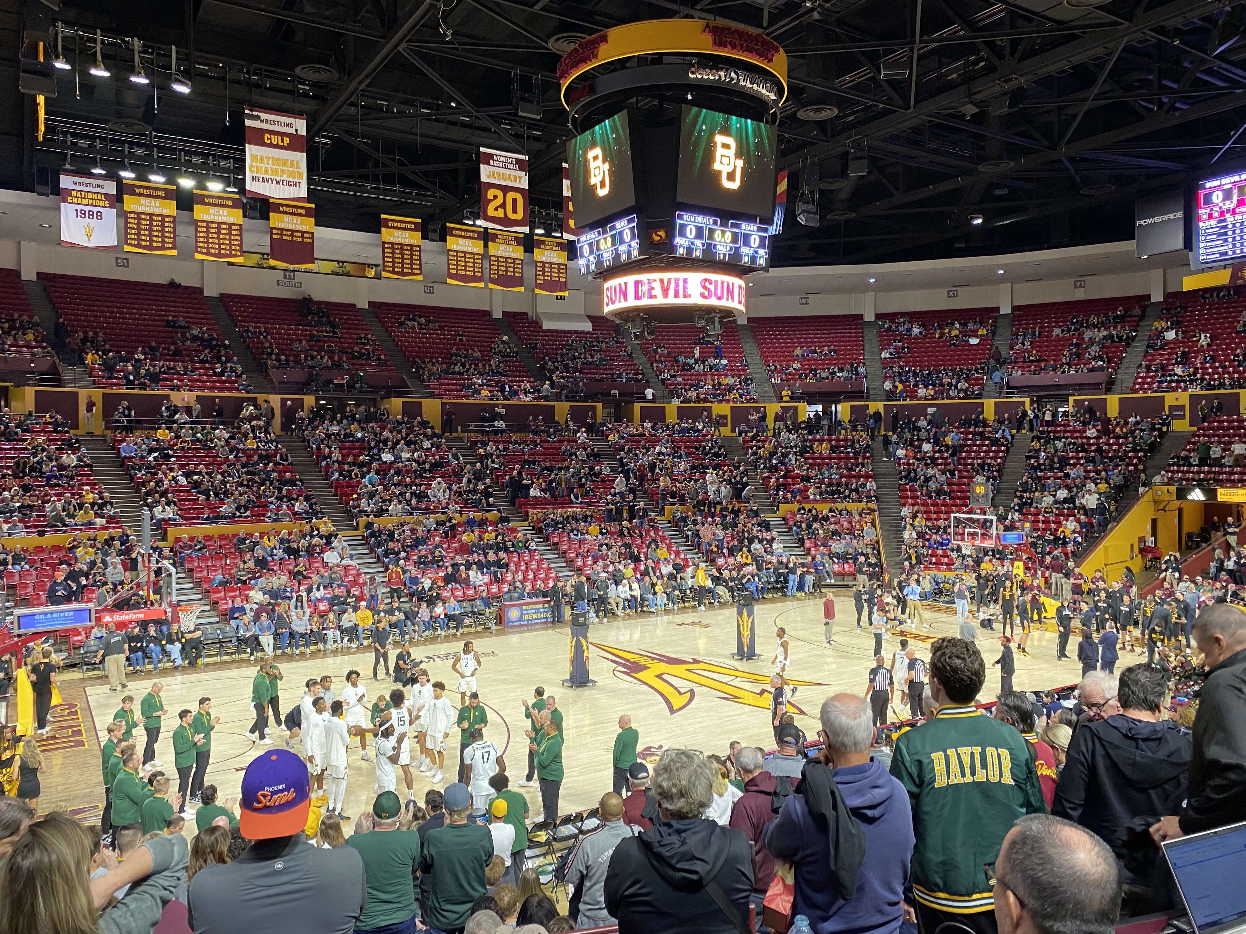 Arizona State basketball player introductions before their game against Baylor (Photo Credit: Mihir Sinhasan, CBB Review)