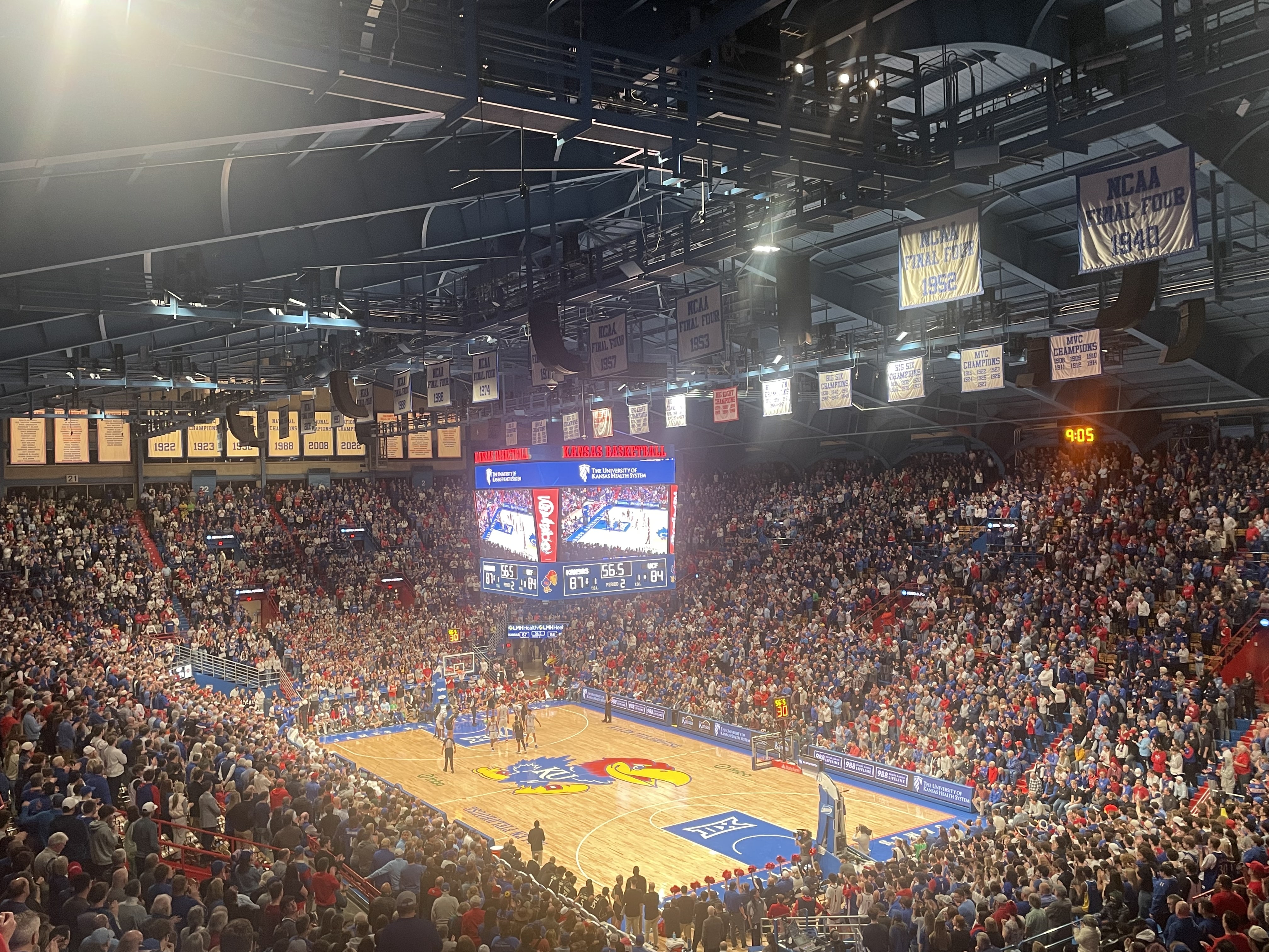 Kansas basketball playing at Allen Fieldhouse