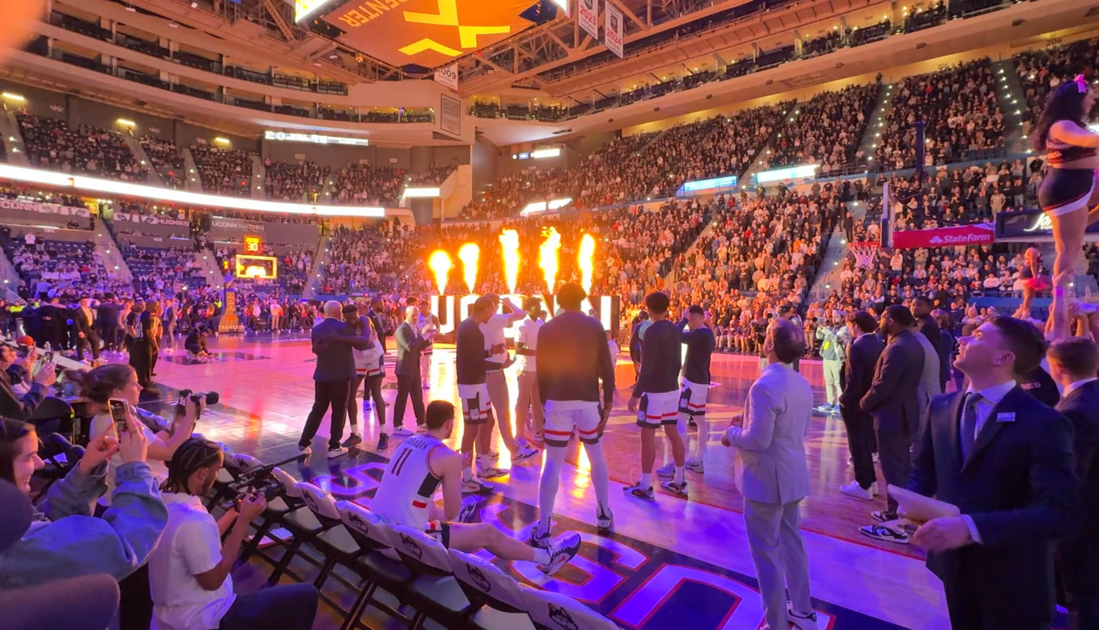 UConn basketball starting lineups vs DePaul (Photo credit: Chandler Boucher, CBB Review)