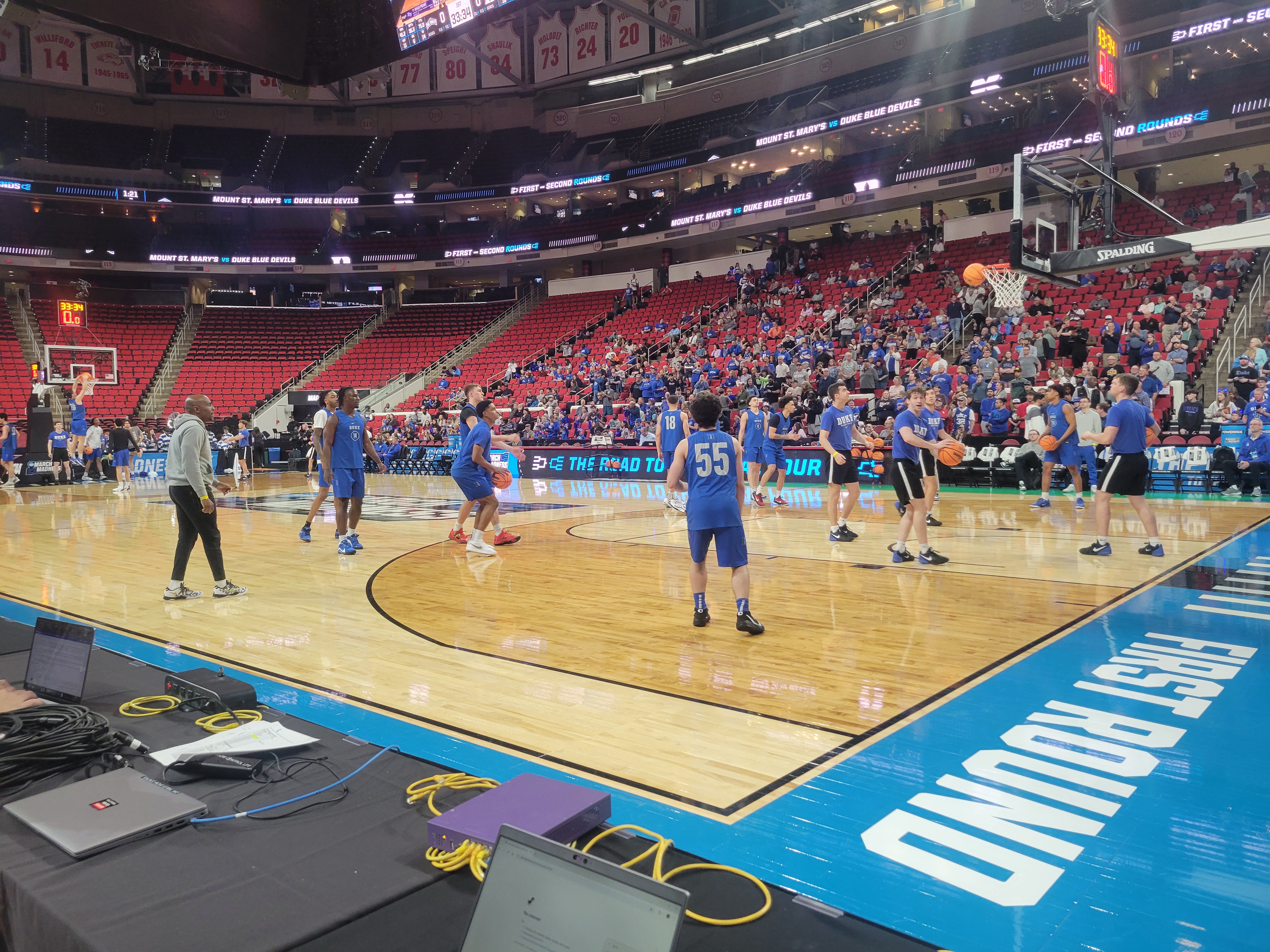 Duke basketball player Spencer Hubbard (55) participates in open practice on Wednesday in Raleigh, NC. (Photo credit: Kyle Nachtsheim, CBB Review)