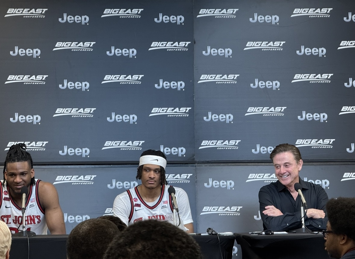 St. John's basketball postgame press conference in the Big East Tournament (Photo Credit: Chandler Boucher, CBB Review)