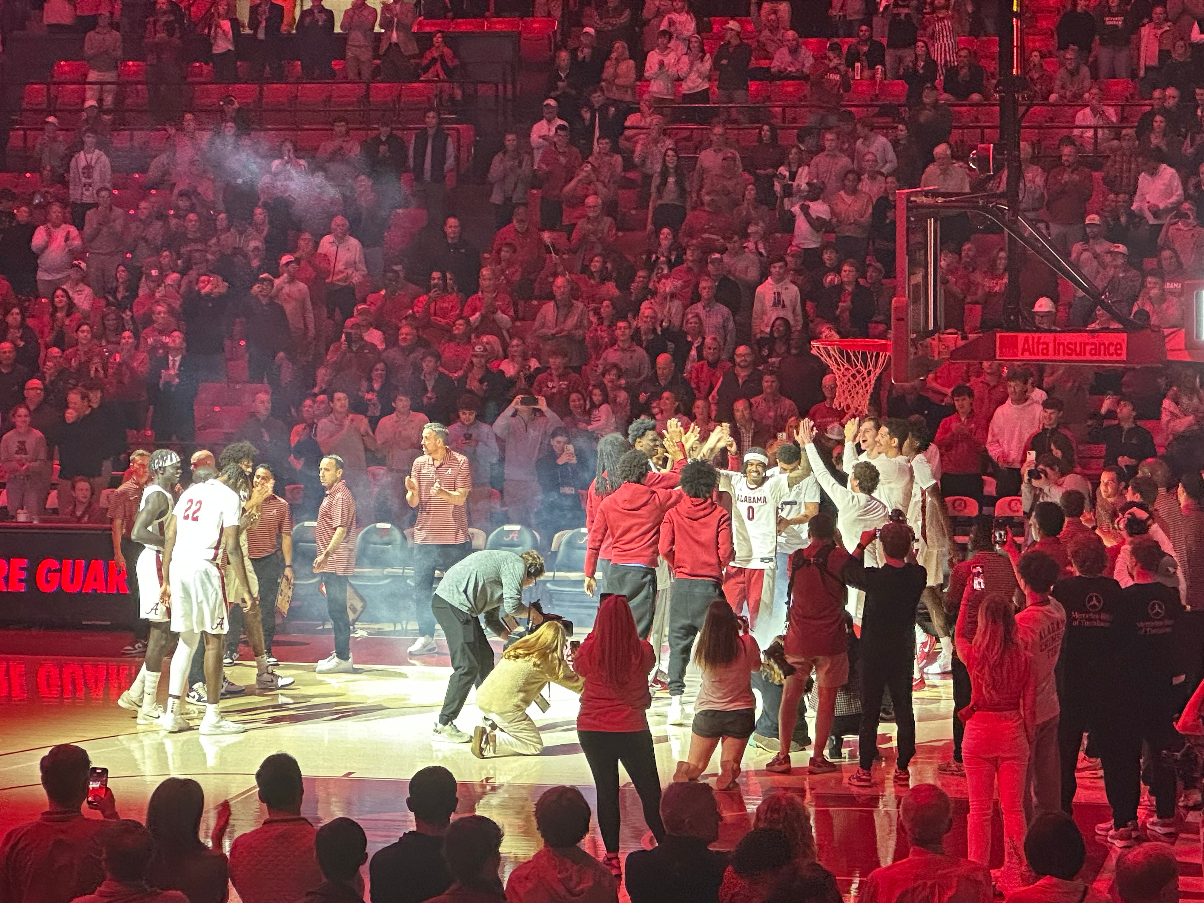 Labaron Philon Jr. being introduced before Alabama Basketball game against North Dakota (Photo credit: Nicholas Elliott, CBB Review)
