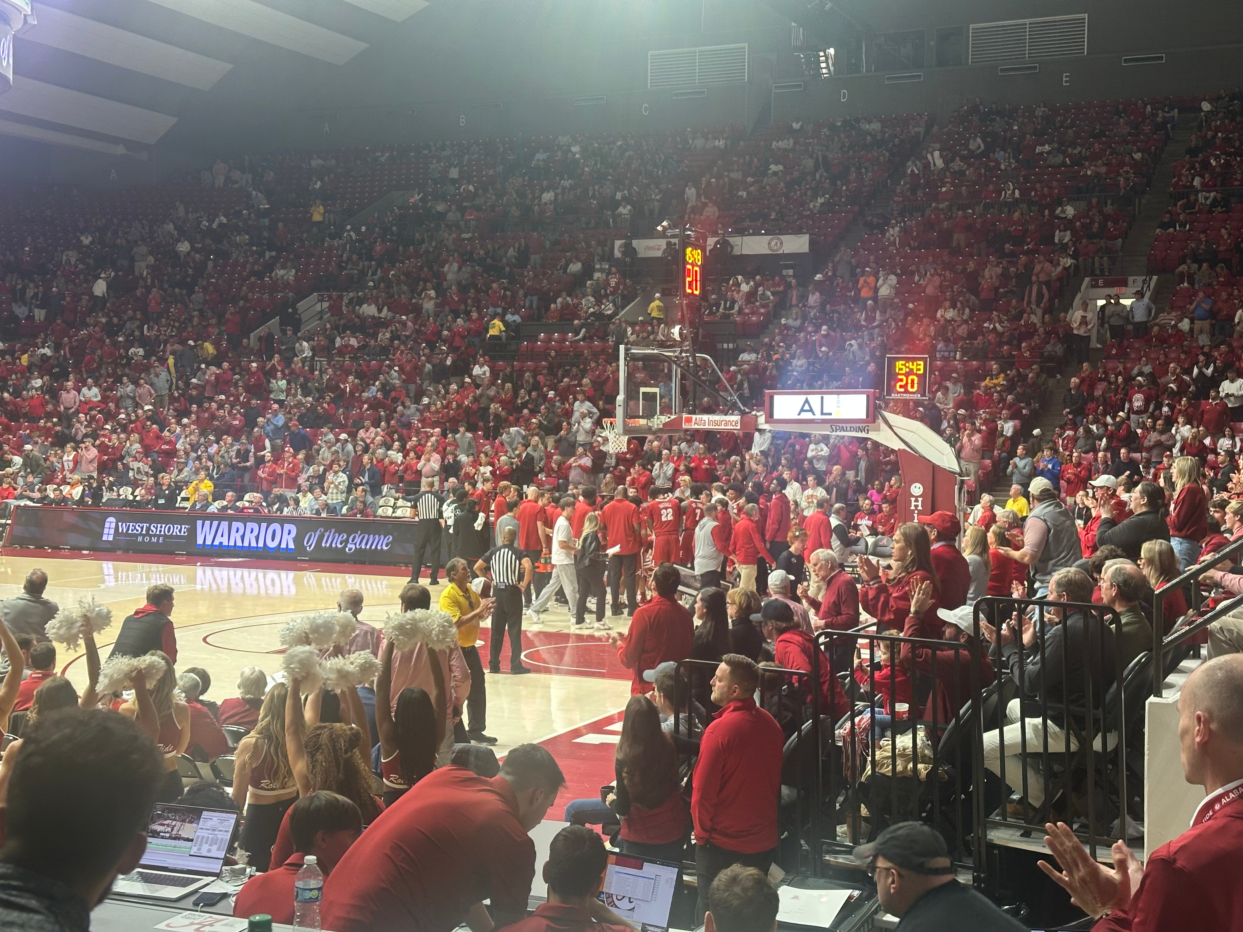 Alabama Basketball team before it takes on Clemson at Coleman Coliseum (Photo credit Nicholas Elliott, CBB Review)