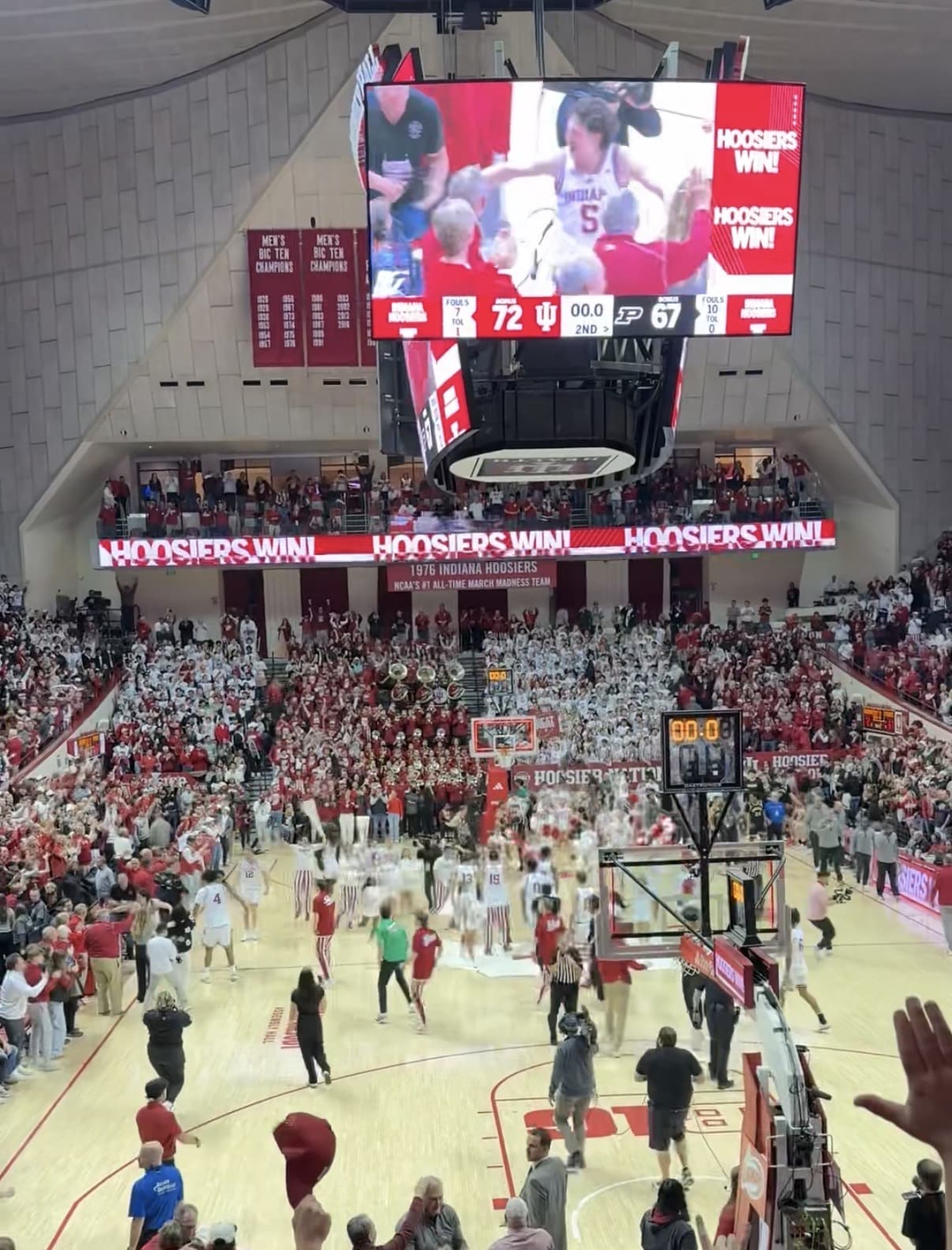 Assembly Hall after Indiana basketball's upset over Purdue (Photo credit: Grace Lesher, CBB Review)