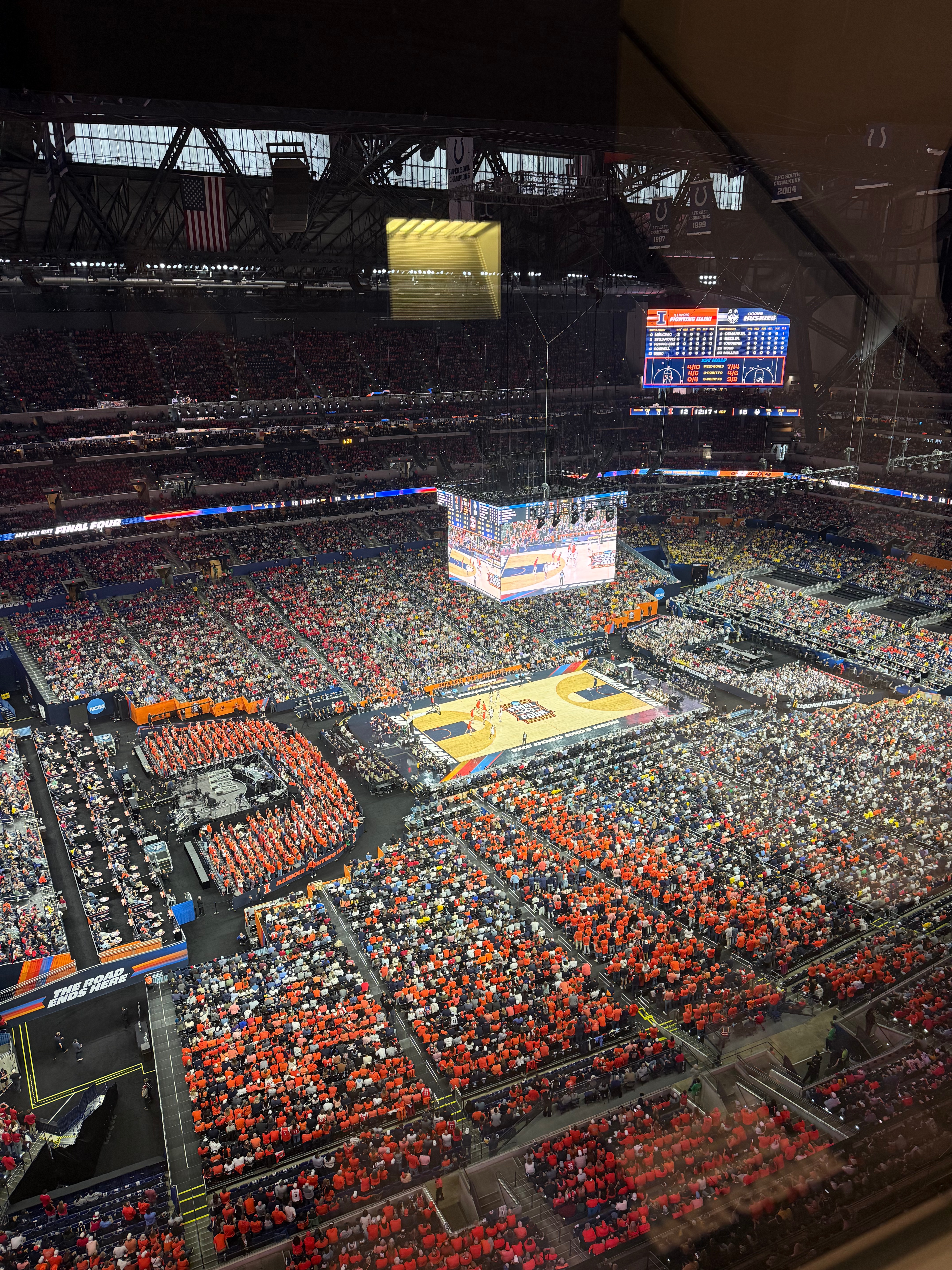 Lucas Oil Stadium for UConn vs. Illinois in the 2026 Final Four (Photo credit: Grace Lesher, CBB Review)